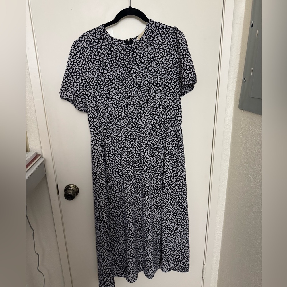 Michael Kors Black and White Printed Short Sleeve Maxi Dress